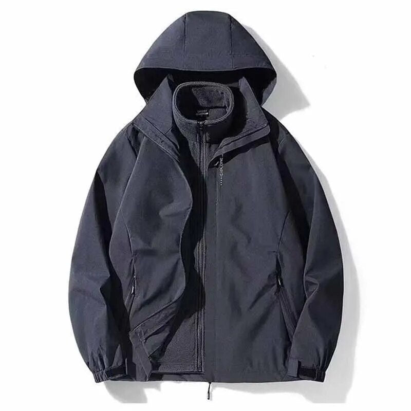 Rarove-Autumn Outdoor Storm Jacket Women Men Winter Detachable 2pcs Fleece&Thicken Warm Waterproof  Windproof Jacket Plus Size 5XL 4XL