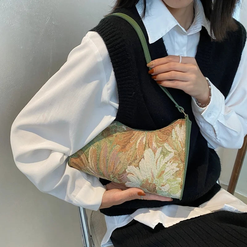 Rarove-Women's Underarm Bag Summer 2024 Trendy New Oil Painting Shoulder Bag Cute Simple Handbag and Purse Women Travel Small Tote Bag