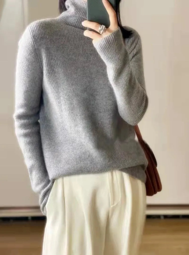 Rarove-High-necked cashmere sweater 100 pure cashmere soft waxy sweater new 2023 explosions female winter European goods white bottomin