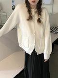 Rarove-2024 SpringFashion Solid Knit Cardigan Women Casual Fashion Soft Warm Single Breasted Sweater Female Pocket Korean Long Sleeves Knitwears Lady