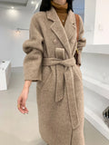 Rarove-New High-end Women Wool Herringbone Loose Double-sided Wool Coat Temperament Handmade Natural Wool Fashion Jacket Autumn Winter