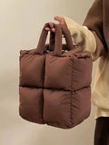 Rarove-Women Quilted Puffy Shoulder Bags Designer Space Cotton Tote Bags Large Capacity Winter Handbags Shopping Tote Bolsas