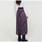 Rarove  Fall/Winter Geometric Print Pleated Half-body Skirt For Woman Cheap Women's Clothing