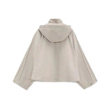 Rarove- Spring New Temperament Casual Fashion Slim Ruili Sweet Beauty Dress Loose Hooded Jacket Windbreaker Coat