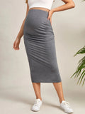 Rarove-Summer Maternity Slim Pencil Skirts Solid Gray Premama Office Stretch Bodycon Midi Skirt Pregnant Women High Waist Casual Skirts