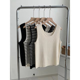 RAROVE-Ice Silk Tank Tops Striped Female Summer Outwear Loose Slim Sleeveless Top T-shirt