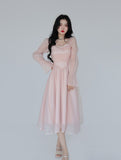 RAROVE-Graduation Gift Back to School Season Summer Dress Spring Outfit Summer Vacation Outfits  Elegant Evening Party Midi Dress Women Bubble Sleeve French Vintage Sweet Dress Female Pink Korean Style Fairy Dress Autumn