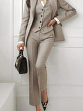 RAROVE-Korean Fashion Women Blazer 3 Pcs Vintage Long Sleeve Suit Jackets Vest and Straight Pants Suit Female Chic Business Outfits New