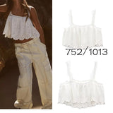 Rarove- Summer new casual Ruili sexy sweet embroidery linen blended loose sling short top 7521013