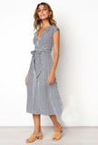RAROVE-Summer Dresses fashion classy Fashion Elegant V Neck Button Dress
