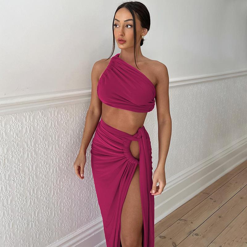 Rarove-Fall Outfits  -2024 summer new sexy backless strapless top slim fit split skirt set new years eve dress to impress