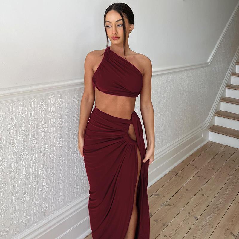 Rarove-Fall Outfits  -2024 summer new sexy backless strapless top slim fit split skirt set new years eve dress to impress