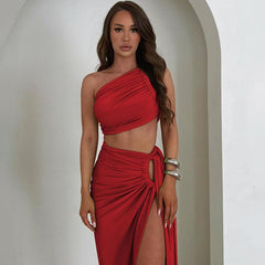 Rarove-Fall Outfits  -2024 summer new sexy backless strapless top slim fit split skirt set new years eve dress to impress