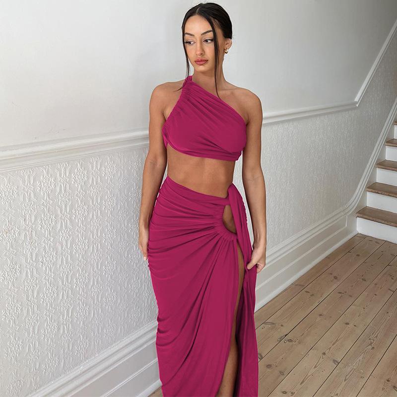 Rarove-Fall Outfits  -2024 summer new sexy backless strapless top slim fit split skirt set new years eve dress to impress