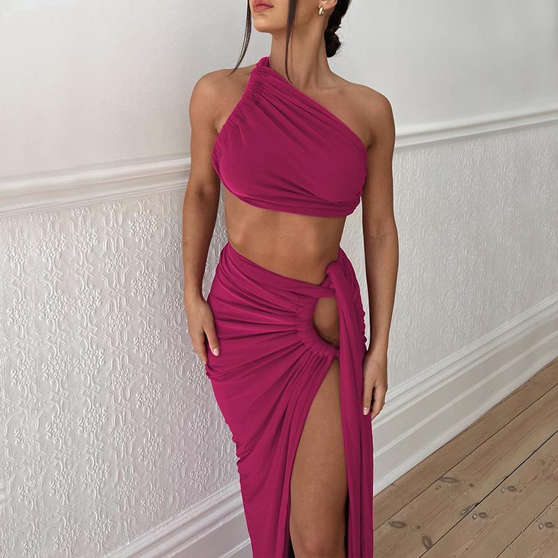 Rarove-Fall Outfits  -2024 summer new sexy backless strapless top slim fit split skirt set new years eve dress to impress