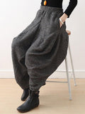 Rarove-Vintage Knitted Thickening Asymmetric Lantern Wide Leg Pants