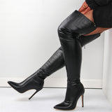 Rarove- Black Casual Patchwork Solid Color Pointed Keep Warm Comfortable Shoes (Heel Height 4.33in)
