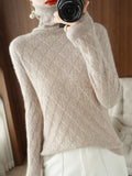 Rarove-Solid Color Long Sleeves High-Neck Sweater Tops