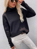 Rarove-Casual Loose Solid Color High-Neck Long Sleeves Knitwear