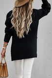 Rarove-Fashion Street Solid Slit O Neck Sweaters(4 Colors)