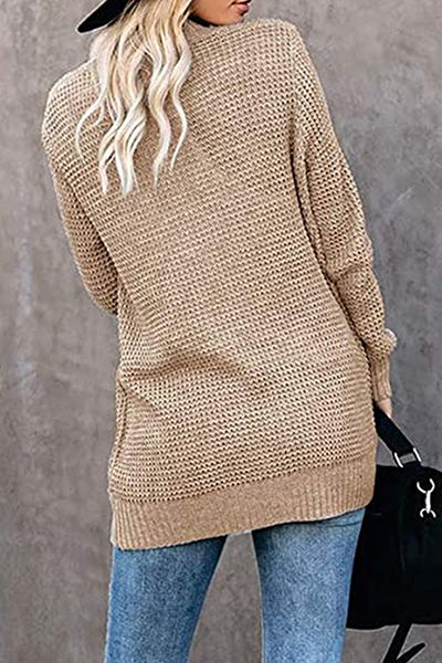 Rarove-Casual Solid Patchwork Pocket V Neck Tops Sweater(6 Colors)