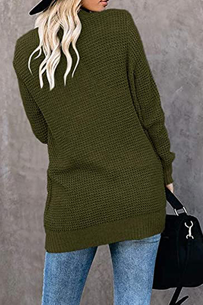 Rarove-Casual Solid Patchwork Pocket V Neck Tops Sweater(6 Colors)