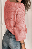 Rarove-Casual Solid Hollowed Out Patchwork O Neck Sweaters(5 Colors)