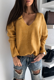 Rarove-Casual Solid Basic V Neck Tops Sweater(4 Colors)