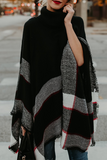 Rarove-Elegant Striped Tassel Patchwork Turtleneck Sweaters