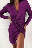 Rarove-Fashion Elegant Solid Patchwork Fold V Neck Evening Dress Dresses