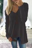 Rarove- Casual Solid Patchwork V Neck Long Sleeve Tops(5 Colors)