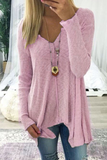 Rarove- Casual Solid Patchwork V Neck Long Sleeve Tops(5 Colors)