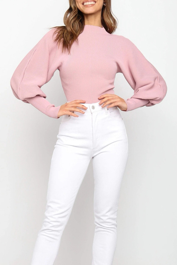 Rarove-Casual Solid Patchwork Turtleneck Tops Sweater