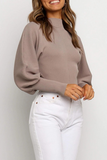 Rarove-Casual Solid Patchwork Turtleneck Tops Sweater