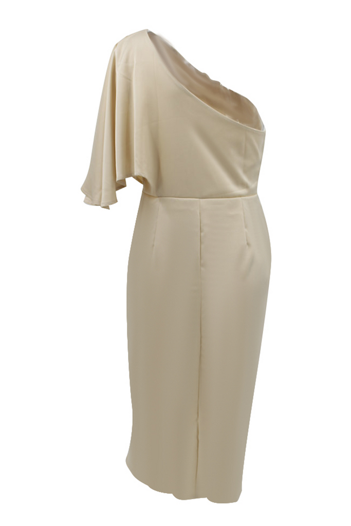 Rarove-Elegant Solid Fold Oblique Collar Evening Dress Dresses(5 Colors)