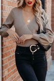 Rarove-Casual Solid Patchwork V Neck Sweaters (6 Colors)
