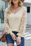 Rarove-Casual Solid Hollowed Out V Neck Sweaters(5 Colors)
