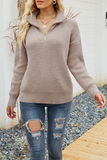 Rarove-Casual Solid Patchwork Zipper Collar Sweaters(5 Colors)