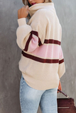 Rarove-Casual Solid Patchwork Zipper Collar Sweaters(5 Colors)