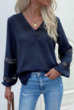 Rarove- Casual Solid Hollowed Out V Neck Tops(3 Colors)