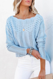 Rarove-Casual Solid Hollowed Out Patchwork O Neck Sweaters(7 Colors)