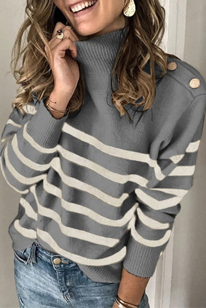 Rarove-Casual Striped Patchwork Turtleneck Sweaters(4 Colors)