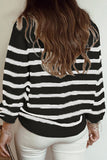 Rarove-Casual Sportswear Striped Patchwork O Neck Sweaters(3 Colors)