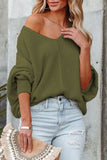 Rarove-Street Solid Color V Neck Sweaters(4 Colors)
