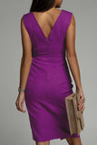 Back to School Season RAROVE-Graduation Gift Celebrities Elegant Solid Slit Fold V Neck Evening Dress Dresses(4 Colors)