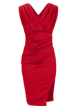 Back to School Season RAROVE-Graduation Gift Celebrities Elegant Solid Slit Fold V Neck Evening Dress Dresses(4 Colors)