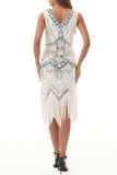 Rarove-Sexy Casual Formal Patchwork Tassel Sequins Zipper V Neck Evening Dress Dresses