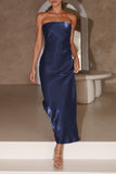 Rarove-Celebrities Formal Solid Bright Silk Strapless Evening Dress Dresses(5 Colors)