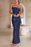 Rarove-Celebrities Formal Solid Bright Silk Strapless Evening Dress Dresses(5 Colors)