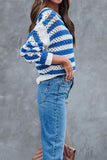 Rarove-Casual Striped Hollowed Out O Neck Tops